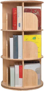 Rotating Bookshelf 360 Display Floor Standing Wood Bookcase