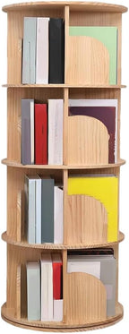 Rotating Bookshelf 360 Display Floor Standing Wood Bookcase