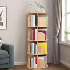 Rotating Bookshelf 360 Display Floor Standing Wood Bookcase