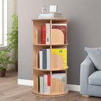 Rotating Bookshelf 360 Display Floor Standing Wood Bookcase
