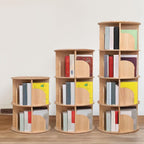 Rotating Bookshelf 360 Display Floor Standing Wood Bookcase
