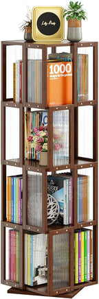 Rotating Bookshelf Tower 4 Tier 360degreesstorage Spinning