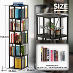 Rotating Bookshelf Tower 5 Tier 360degreesstorage Spinning
