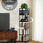 Rotating Bookshelf Tower 5 Tier 360degreesstorage Spinning