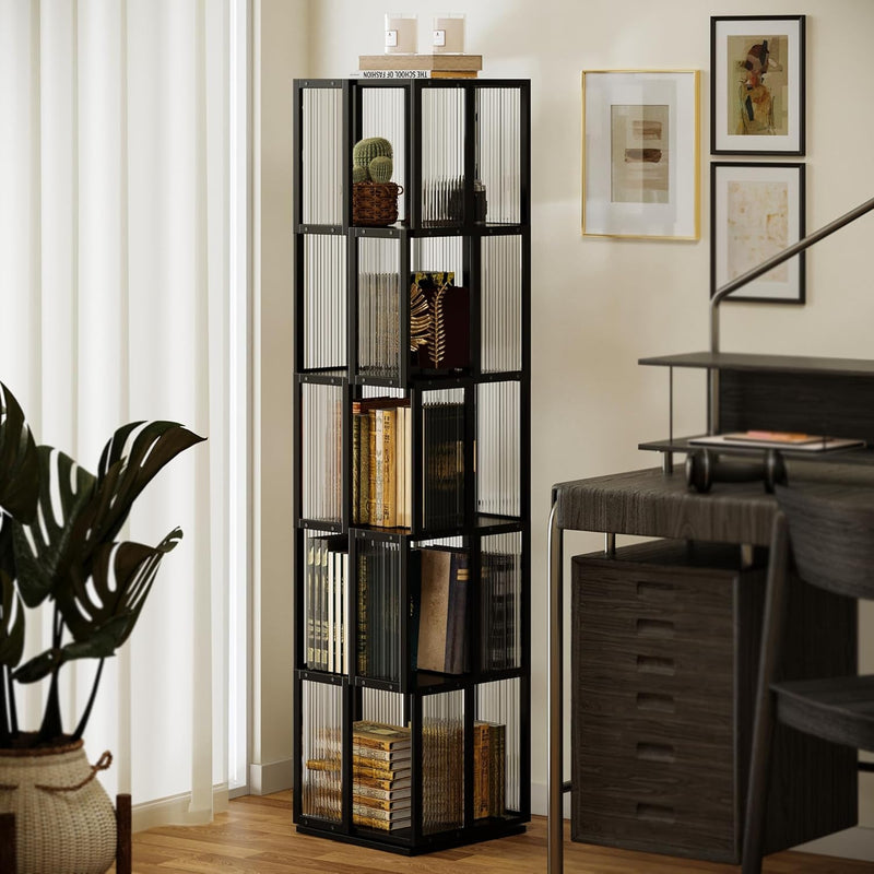 Rotating Bookshelf Tower 4 Tier 360degreesstorage Spinning
