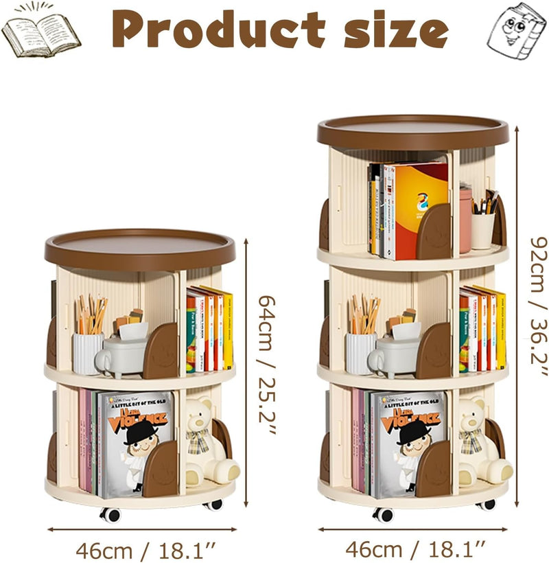 Rotating Bookshelf Tower Bookcase 360 Book Shelf