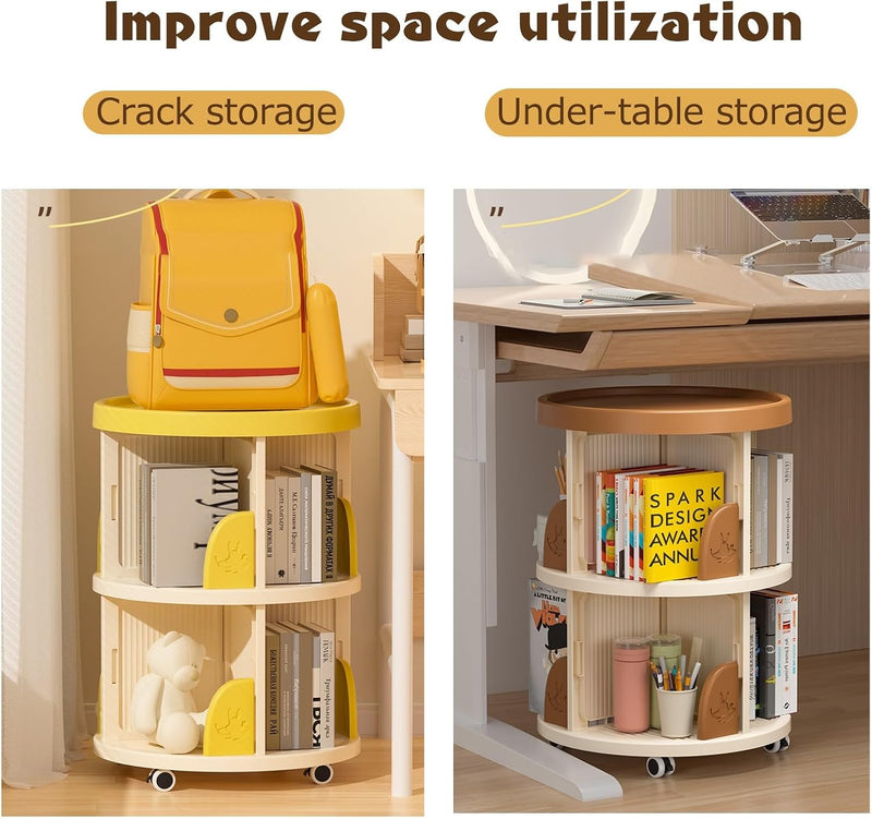 Rotating Bookshelf Tower Bookcase 360 Book Shelf