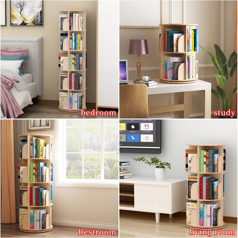 Rotating Hexagonal Children's Bookcase Tall Floor Standing