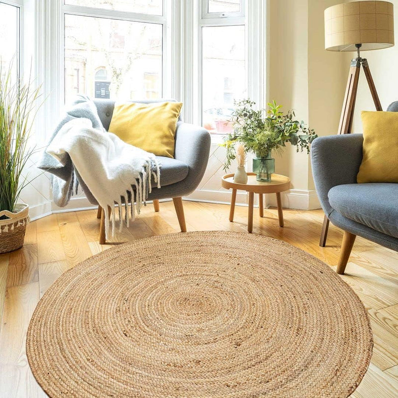 Round Braided Natural Scandi Minimalist Handmade Circular Jute
