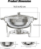 Round Chafing Dish Buffet Set with Glass Lid (4 Pack)