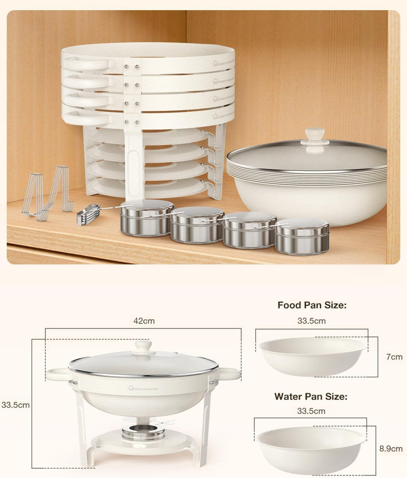 Round Chafing Dish Buffet Set with Glass Lid (4 Pack)
