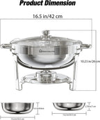 Round Chafing Dish Buffet Set with Glass Lid (4 Pack)