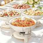 Round Chafing Dish Buffet Set with Glass Lid (4 Pack)