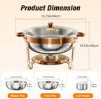 Round Chafing Dish Buffet Set with Glass Lid (4 Pack)