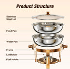 Round Chafing Dish Buffet Set with Glass Lid (4 Pack)