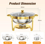 Round Chafing Dish Buffet Set with Glass Lid (4 Pack)