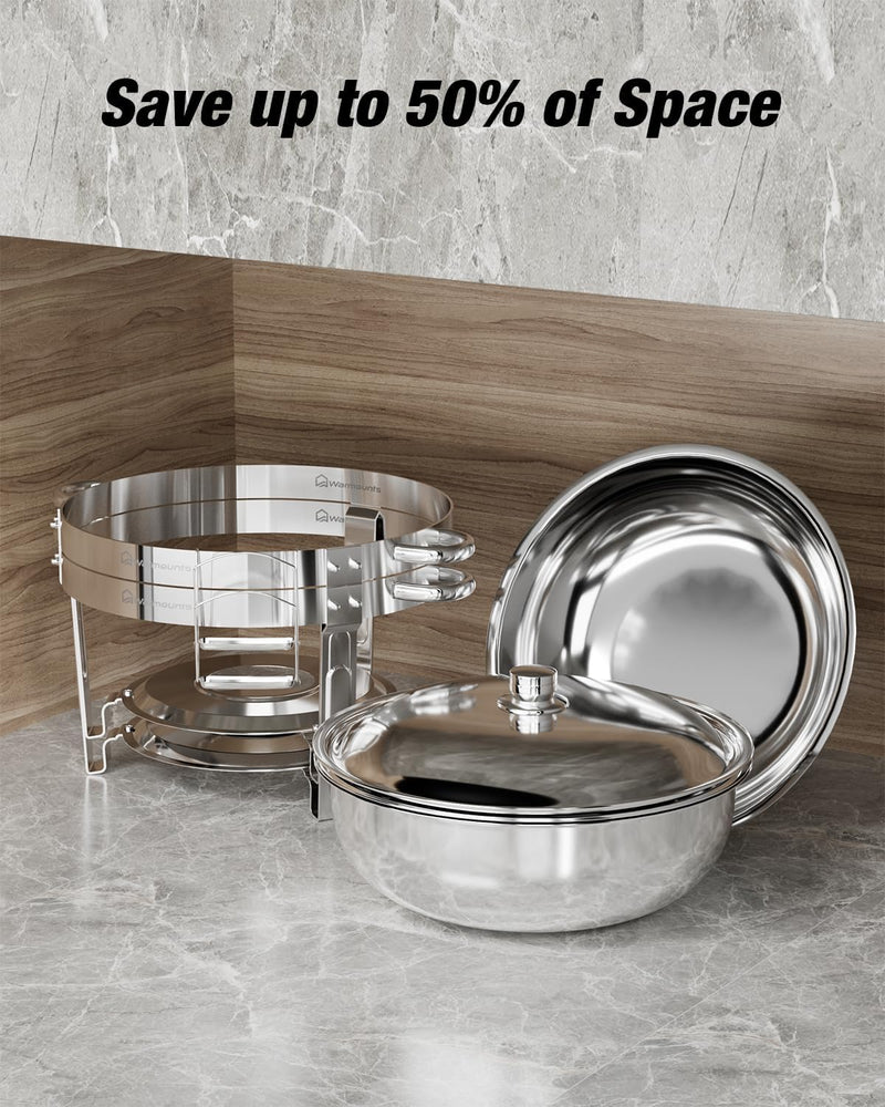 Round Chafing Dish Buffet Set with Glass Lid (4 Pack)