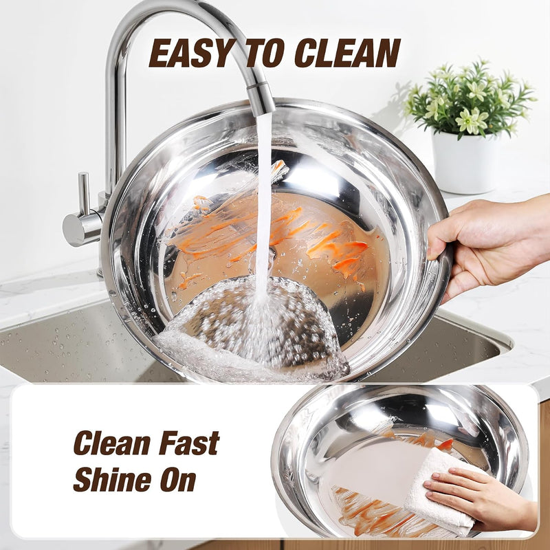 Round Chafing Dish Buffet Set with Glass Lid (4 Pack)