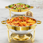 Round Chafing Dish Buffet Set with Glass Lid (4 Pack)