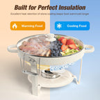 Round Chafing Dish Buffet Set with Glass Lid (4 Pack)