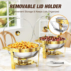 Round Chafing Dish Buffet Set with Glass Lid (4 Pack)