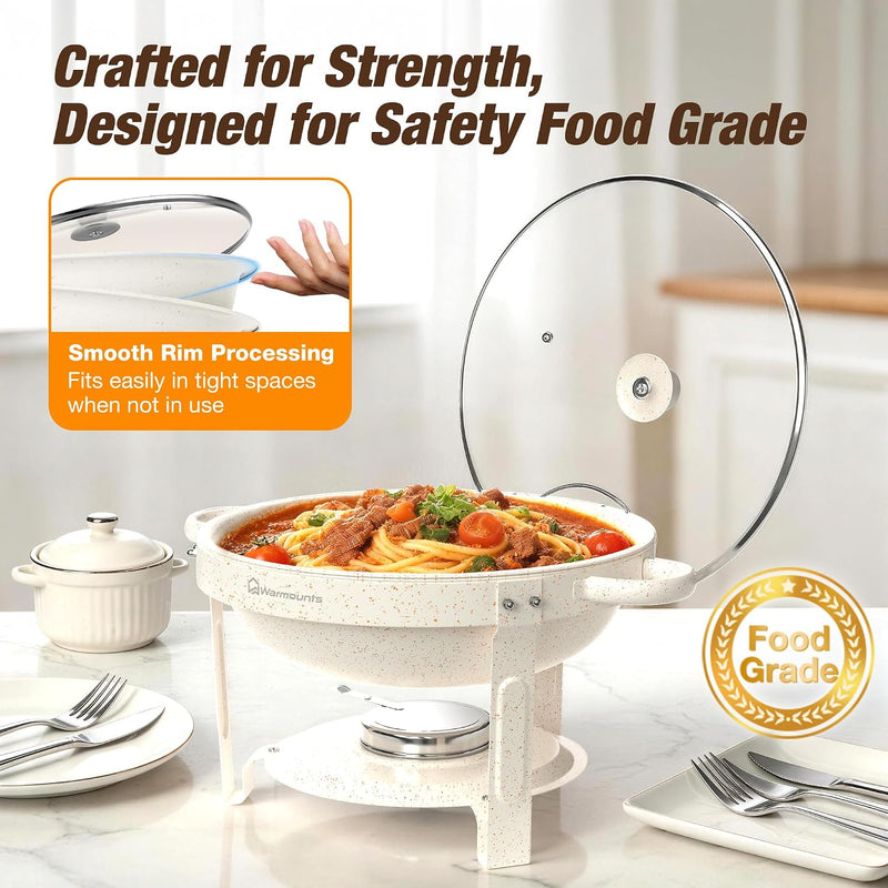 Round Chafing Dish Buffet Set with Glass Lid (4 Pack)
