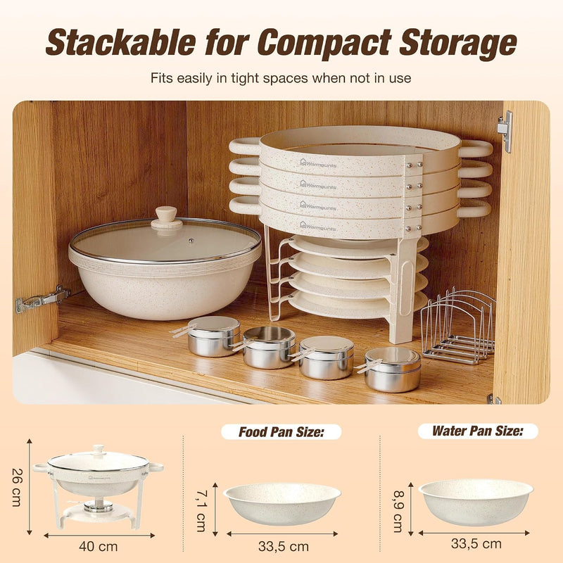 Round Chafing Dish Buffet Set with Glass Lid (4 Pack)
