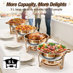 Round Chafing Dish Buffet Set with Glass Lid (4 Pack)