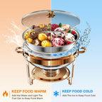 Round Chafing Dish Buffet Set with Glass Lid (4 Pack)