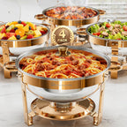 Round Chafing Dish Buffet Set with Glass Lid (4 Pack)