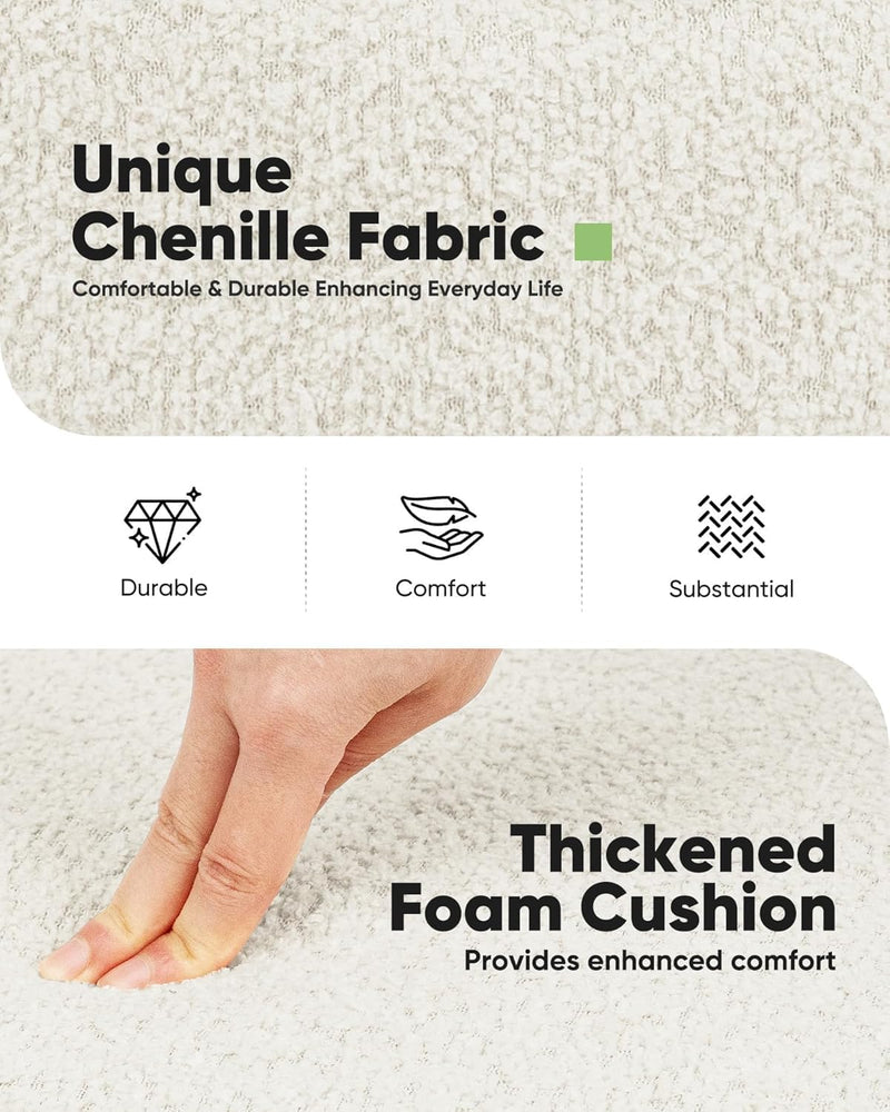 Round Chenille Storage Ottoman Coffee Table Folding Footstool