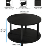 Round Coffee Table 2 Shelves Living Room Side