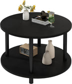 Round Coffee Table 2 Shelves Living Room Side