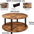 Round Coffee Table 2 Shelves Living Room Side