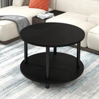 Round Coffee Table 2 Shelves Living Room Side