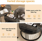 Round Coffee Table 70CM 50CM Nesting Tables Hydraulic (Set of 2)