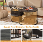 Round Coffee Table 70CM 50CM Nesting Tables Hydraulic (Set of 2)