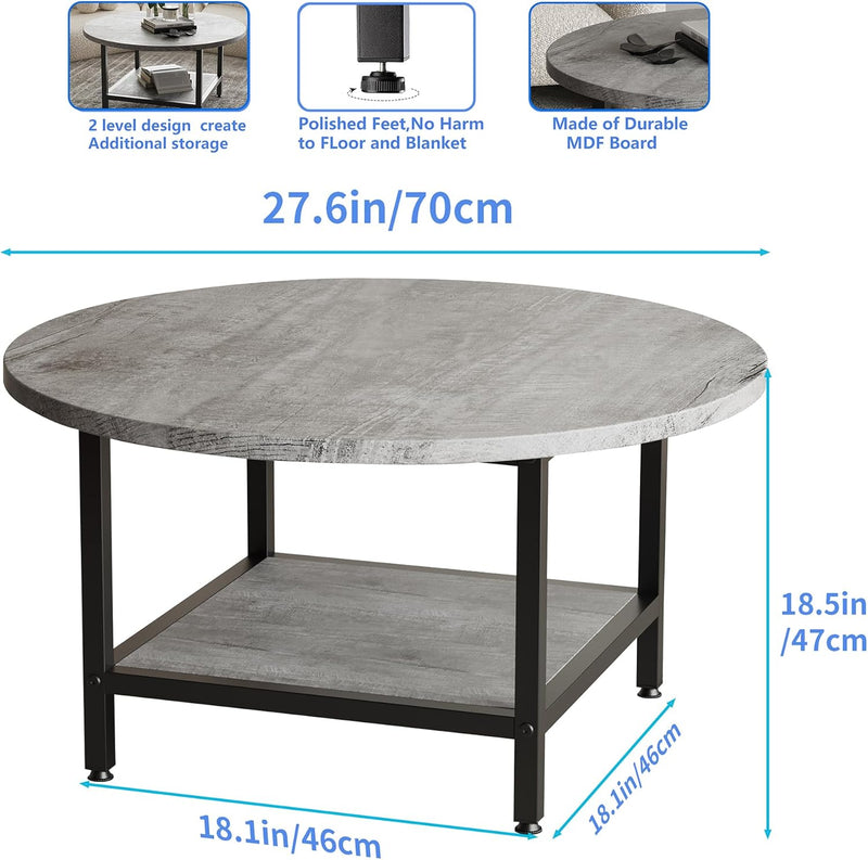 Round Coffee Table for Living Room Side Small