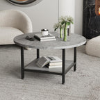 Round Coffee Table for Living Room 2 Tier