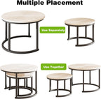 Round Coffee Table Living Room Small Side Bedside (Set of 2)