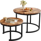 Round Coffee Table Living Room Small Side Bedside (Set of 2)