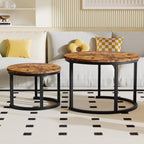 Round Coffee Table Living Room Small Side Bedside (Set of 2)