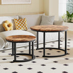 Round Coffee Table Living Room Small Side Bedside (Set of 2)