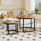 Round Coffee Table Living Room Small Side Bedside (Set of 2)