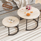 Round Coffee Table Living Room Small Side Bedside (Set of 2)