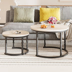 Round Coffee Table Living Room Small Side Bedside (Set of 2)
