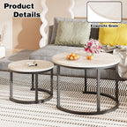 Round Coffee Table Living Room Small Side Bedside (Set of 2)