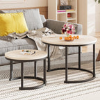 Round Coffee Table Living Room Small Side Bedside (Set of 2)