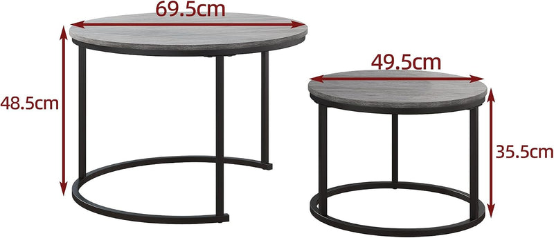 Round Coffee Table Nest Tables for Living Room (Set of 2)