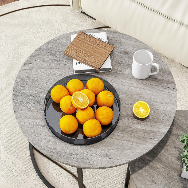 Round Coffee Table Nest Tables for Living Room (Set of 2)